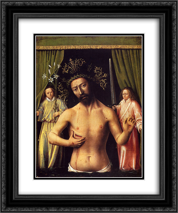The Man of Sorrows 20x24 Black Ornate Wood Framed Art Print Poster with Double Matting by Christus, Petrus