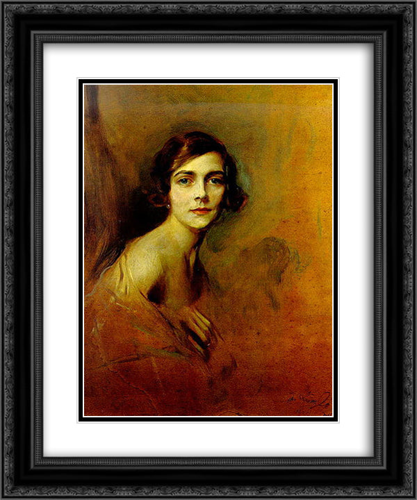 Edwina Mountbatten, Countess Mountbatten of Burma 20x24 Black Ornate Wood Framed Art Print Poster with Double Matting by Laszlo, Philip de