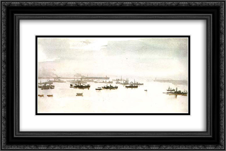 Minesweepers at Dover 24x16 Black Ornate Wood Framed Art Print Poster with Double Matting by Steer, Philip Wilson