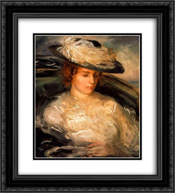 Portrait of Miss Scobell in a Bathchair (The Convalescent) 20x22 Black Ornate Wood Framed Art Print Poster with Double Matting by Steer, Philip Wilson