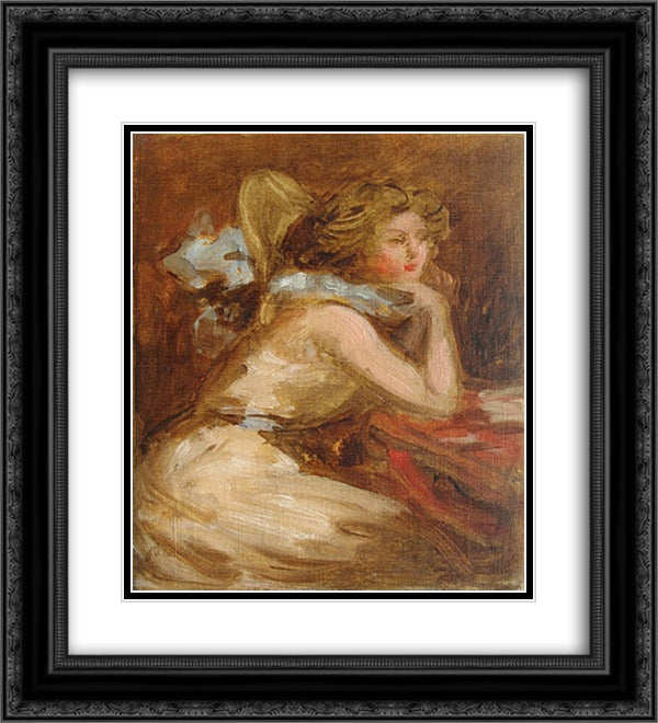 Seated Lady 20x22 Black Ornate Wood Framed Art Print Poster with Double Matting by Steer, Philip Wilson