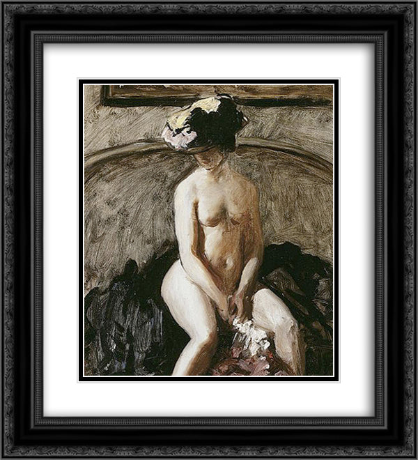 The Black Hat 20x22 Black Ornate Wood Framed Art Print Poster with Double Matting by Steer, Philip Wilson
