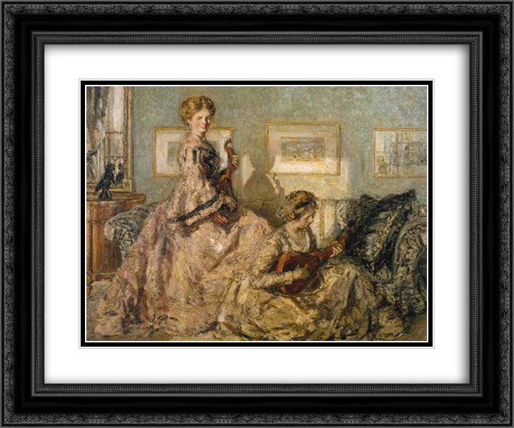 The Music Room 24x20 Black Ornate Wood Framed Art Print Poster with Double Matting by Steer, Philip Wilson