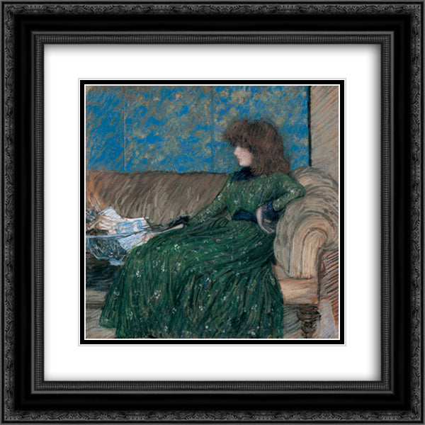 The Sprigged Frock 20x20 Black Ornate Wood Framed Art Print Poster with Double Matting by Steer, Philip Wilson