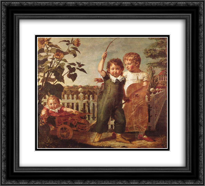 Die Hulsenbeckschen Kinder 22x20 Black Ornate Wood Framed Art Print Poster with Double Matting by Runge, Philipp Otto