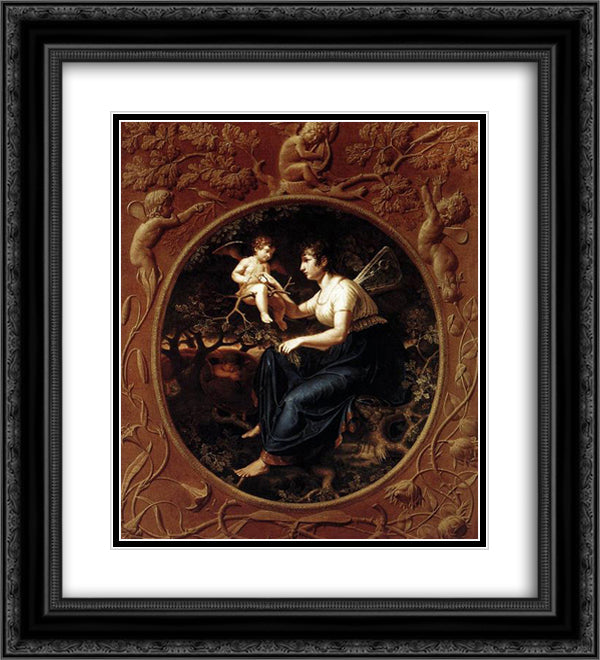 The Lesson of the Nightingale 20x22 Black Ornate Wood Framed Art Print Poster with Double Matting by Runge, Philipp Otto
