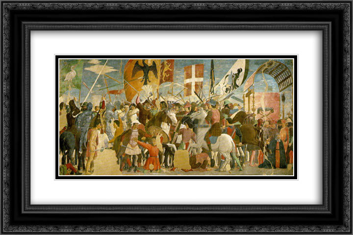 Battle between Heraclius and Chosroes 24x16 Black Ornate Wood Framed Art Print Poster with Double Matting by Piero, della Francesca
