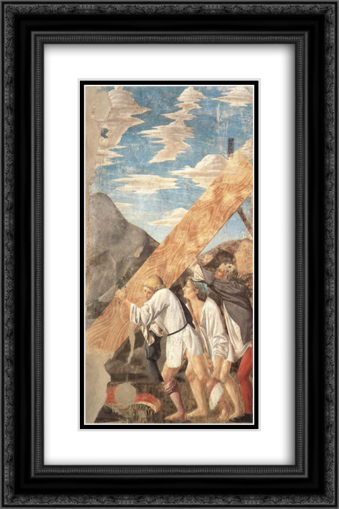 Burial of the Holy Wood 16x24 Black Ornate Wood Framed Art Print Poster with Double Matting by Piero, della Francesca