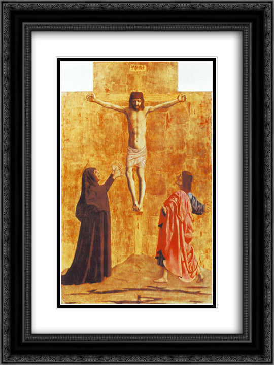 Crucifixion 18x24 Black Ornate Wood Framed Art Print Poster with Double Matting by Piero, della Francesca