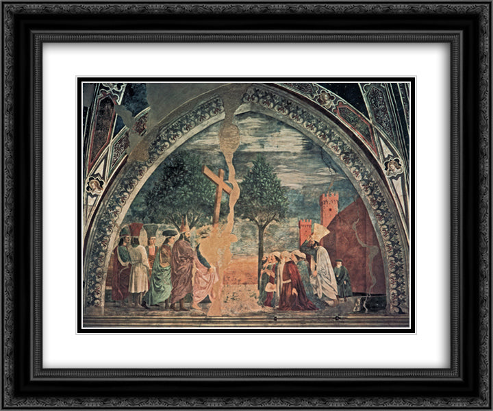 Exaltation of the Cross Heraclius enters Jerusalem with the Cross 24x20 Black Ornate Wood Framed Art Print Poster with Double Matting by Piero, della Francesca