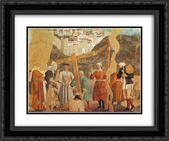 Finding of the True Cross 24x20 Black Ornate Wood Framed Art Print Poster with Double Matting by Piero, della Francesca