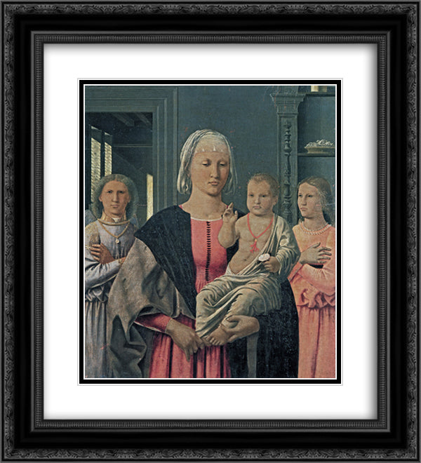 Madonna of Senigallia with Child and Two Angels 20x22 Black Ornate Wood Framed Art Print Poster with Double Matting by Piero, della Francesca