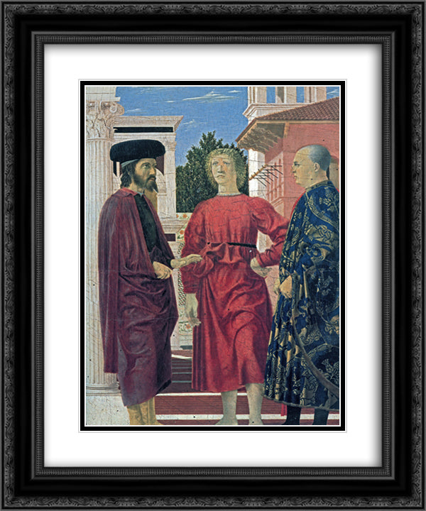 The Flagellation of Christ (detail) 20x24 Black Ornate Wood Framed Art Print Poster with Double Matting by Piero, della Francesca