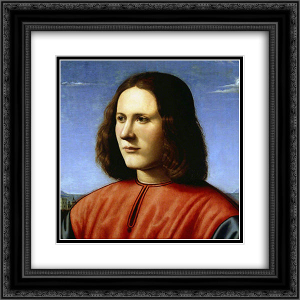 A Young Man 20x20 Black Ornate Wood Framed Art Print Poster with Double Matting by Cosimo, Piero di