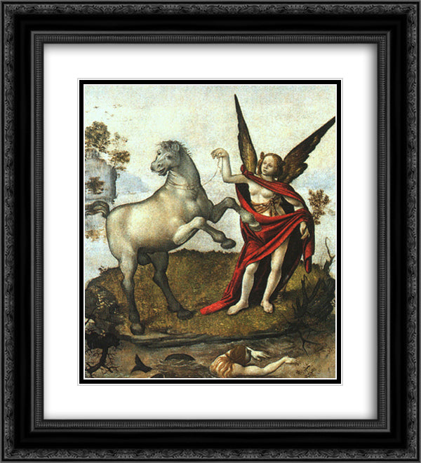 Allegory 20x22 Black Ornate Wood Framed Art Print Poster with Double Matting by Cosimo, Piero di