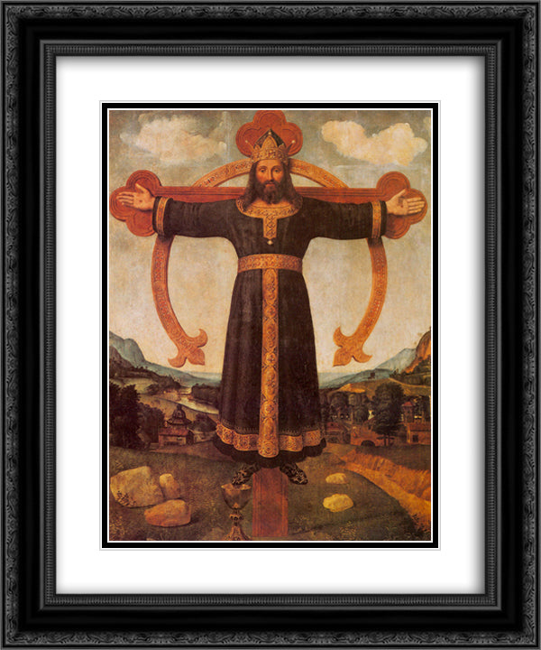 Crucifixion of Christ 20x24 Black Ornate Wood Framed Art Print Poster with Double Matting by Cosimo, Piero di