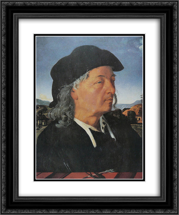 Giuliano da San Gallo 20x24 Black Ornate Wood Framed Art Print Poster with Double Matting by Cosimo, Piero di