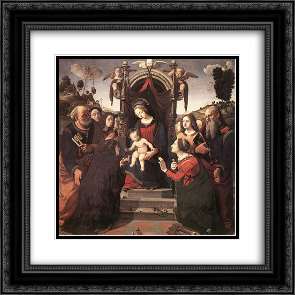 Mystical Marriage of St. Catherine of Alexandria 20x20 Black Ornate Wood Framed Art Print Poster with Double Matting by Cosimo, Piero di