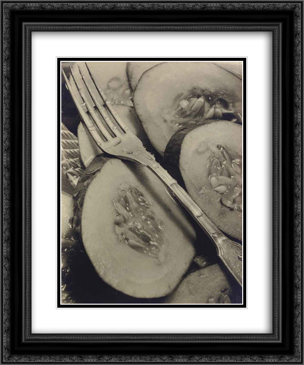 Cucumbers (Concombres) 20x24 Black Ornate Wood Framed Art Print Poster with Double Matting by Dubreuil, Pierre