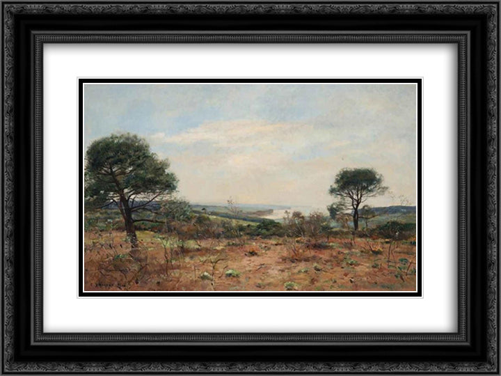 A Landscape 24x18 Black Ornate Wood Framed Art Print Poster with Double Matting by Damoye, Pierre Emmanuel