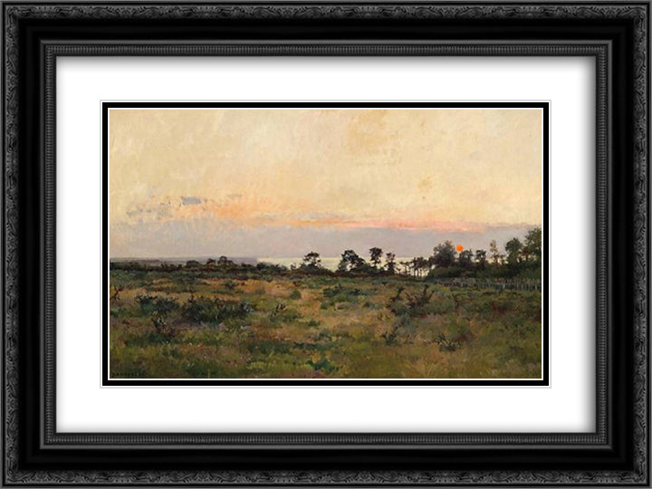 The French coastline at sunset 24x18 Black Ornate Wood Framed Art Print Poster with Double Matting by Damoye, Pierre Emmanuel