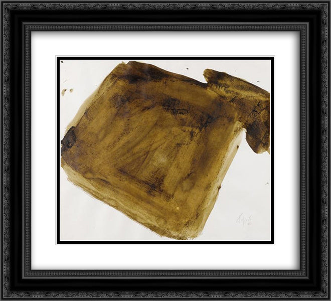 Brown Composition 22x20 Black Ornate Wood Framed Art Print Poster with Double Matting by Tal Coat, Pierre