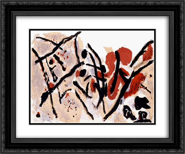 Composition 24x20 Black Ornate Wood Framed Art Print Poster with Double Matting by Tal Coat, Pierre