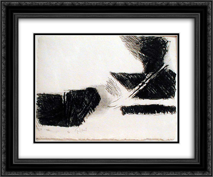 Dans le bourdonnement II 24x20 Black Ornate Wood Framed Art Print Poster with Double Matting by Tal Coat, Pierre
