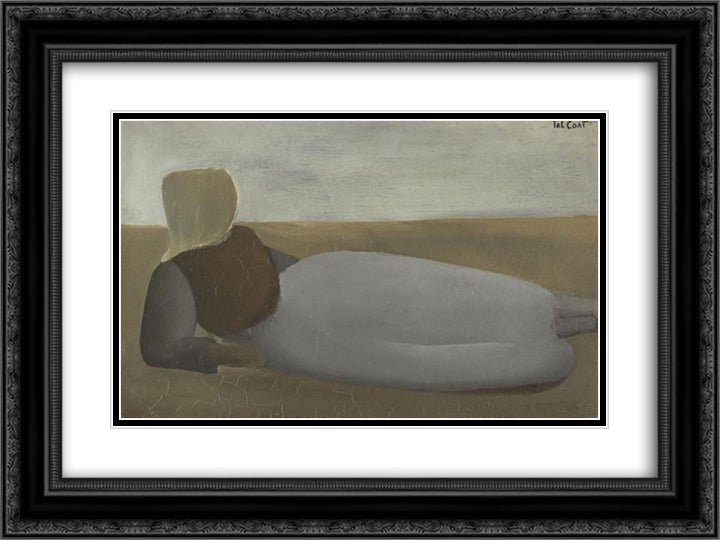 Femme allongee 24x18 Black Ornate Wood Framed Art Print Poster with Double Matting by Tal Coat, Pierre