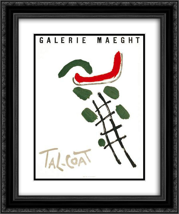 Galerie Maeght 20x24 Black Ornate Wood Framed Art Print Poster with Double Matting by Tal Coat, Pierre