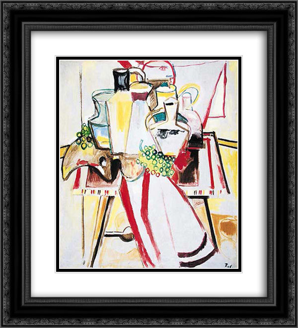 Nature morte sur la table 20x22 Black Ornate Wood Framed Art Print Poster with Double Matting by Tal Coat, Pierre