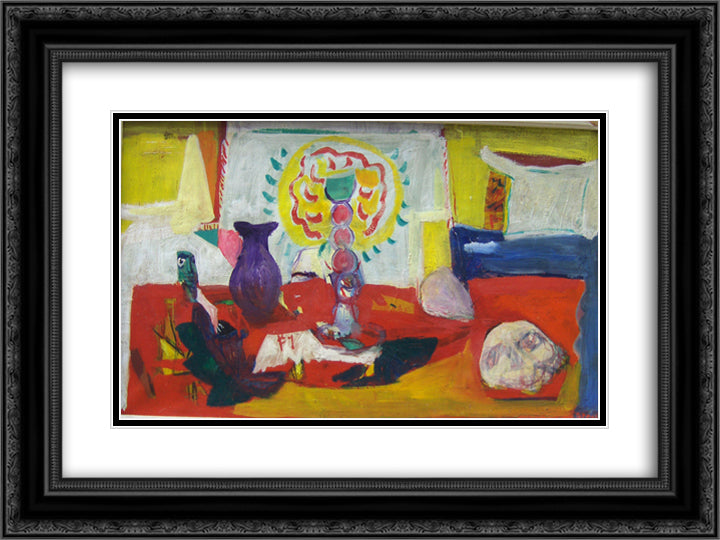 Still Life 24x18 Black Ornate Wood Framed Art Print Poster with Double Matting by Tal Coat, Pierre
