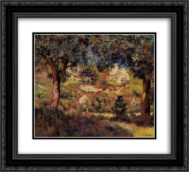 Landscape in La Roche Guyon 22x20 Black Ornate Wood Framed Art Print Poster with Double Matting by Renoir, Pierre Auguste