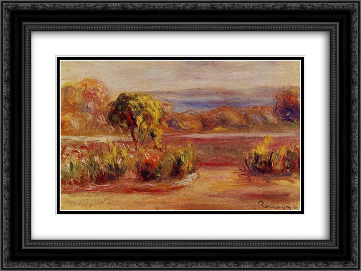 Midday Landscape 24x18 Black Ornate Wood Framed Art Print Poster with Double Matting by Renoir, Pierre Auguste