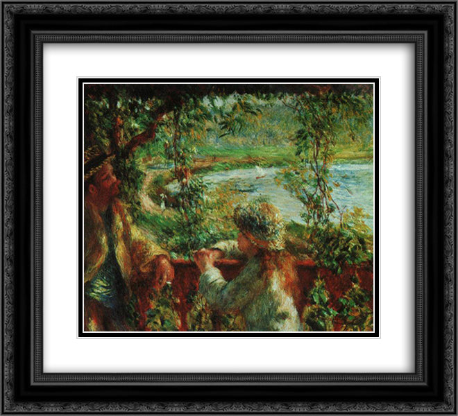 Near lake 22x20 Black Ornate Wood Framed Art Print Poster with Double Matting by Renoir, Pierre Auguste
