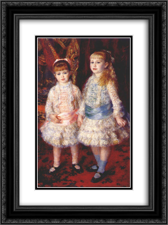 Pink and Blue 18x24 Black Ornate Wood Framed Art Print Poster with Double Matting by Renoir, Pierre Auguste