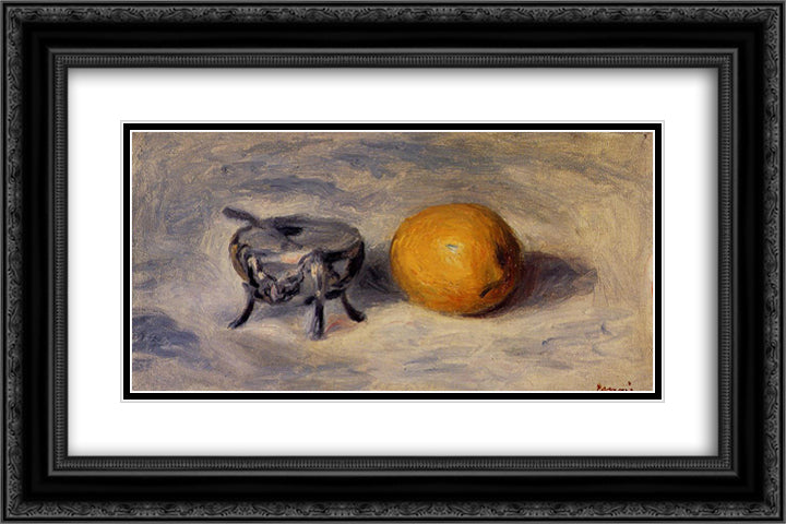Sugar Bowl and Lemon 24x16 Black Ornate Wood Framed Art Print Poster with Double Matting by Renoir, Pierre Auguste