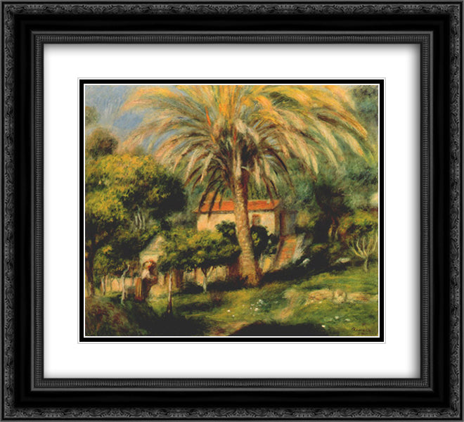 The palm tree 22x20 Black Ornate Wood Framed Art Print Poster with Double Matting by Renoir, Pierre Auguste