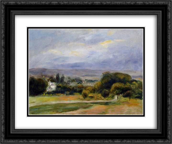 The Path 24x20 Black Ornate Wood Framed Art Print Poster with Double Matting by Renoir, Pierre Auguste