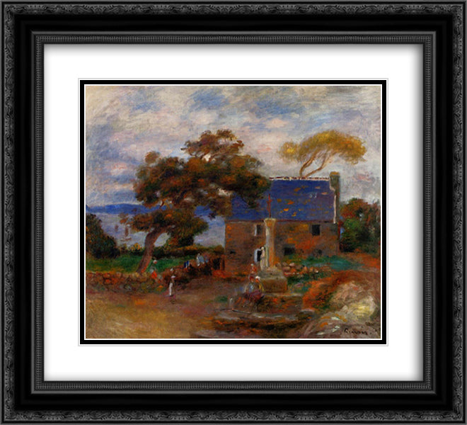 Treboul 22x20 Black Ornate Wood Framed Art Print Poster with Double Matting by Renoir, Pierre Auguste