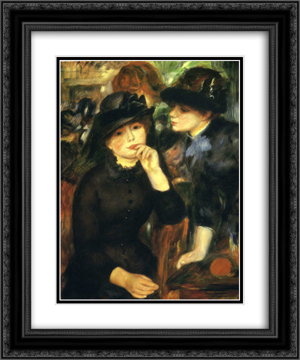 Two girls in black 20x24 Black Ornate Wood Framed Art Print Poster with Double Matting by Renoir, Pierre Auguste