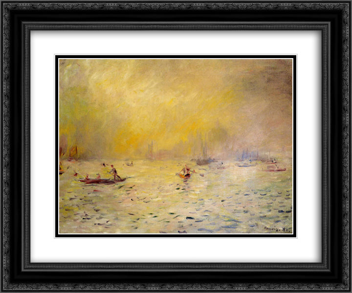 View of Venice, Fog 24x20 Black Ornate Wood Framed Art Print Poster with Double Matting by Renoir, Pierre Auguste