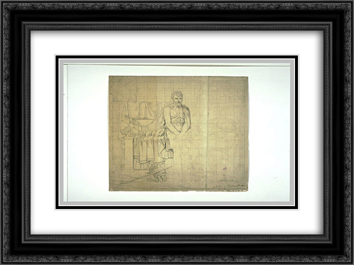 Partial study of the composition of the Return of Marcus Sextus 24x18 Black Ornate Wood Framed Art Print Poster with Double Matting by Guerin, Pierre Narcisse