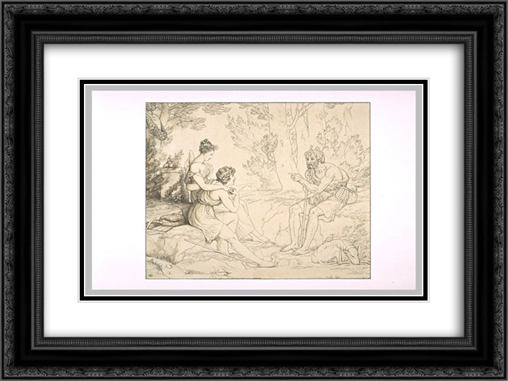 Philetus teacher Daphnis and Chloe 24x18 Black Ornate Wood Framed Art Print Poster with Double Matting by Guerin, Pierre Narcisse