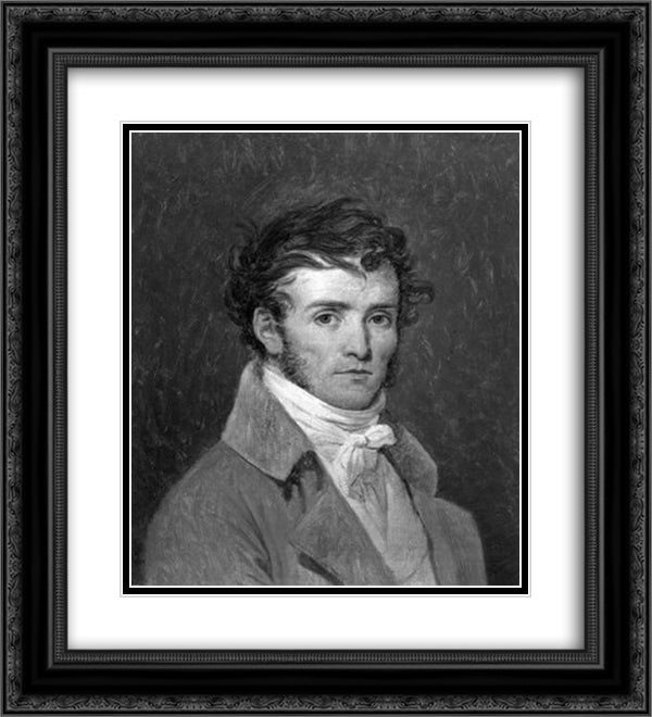 Self Portrait 20x22 Black Ornate Wood Framed Art Print Poster with Double Matting by Guerin, Pierre Narcisse