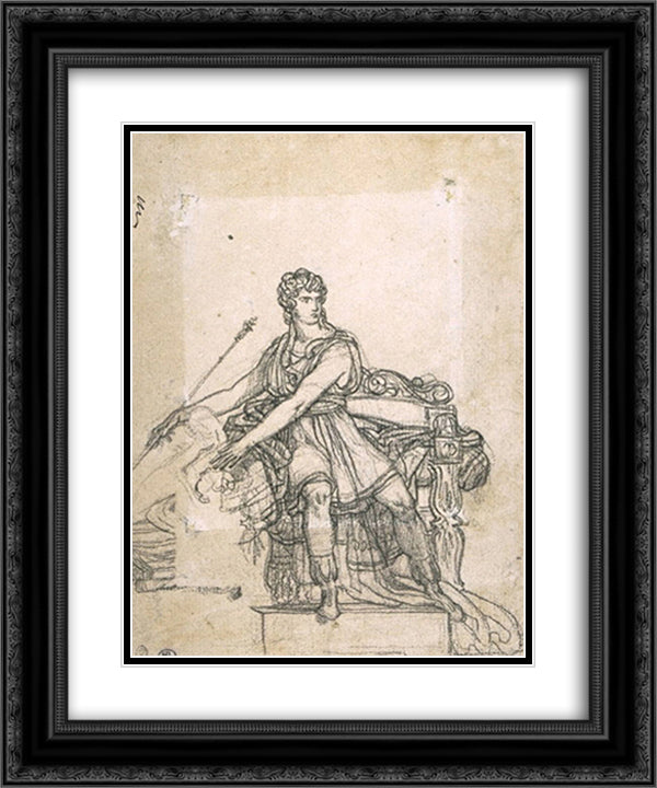 Study the figure of Pyrrhus 20x24 Black Ornate Wood Framed Art Print Poster with Double Matting by Guerin, Pierre Narcisse