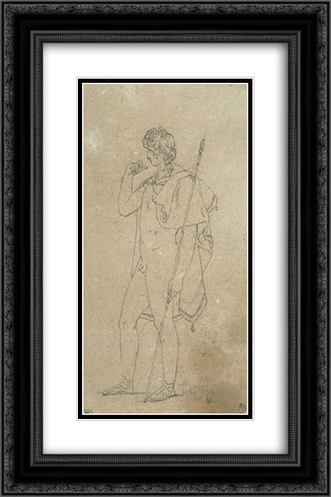 The figure of Orestes naked 16x24 Black Ornate Wood Framed Art Print Poster with Double Matting by Guerin, Pierre Narcisse