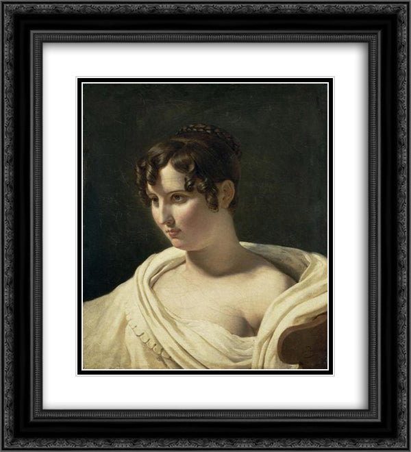 Young woman 20x22 Black Ornate Wood Framed Art Print Poster with Double Matting by Guerin, Pierre Narcisse