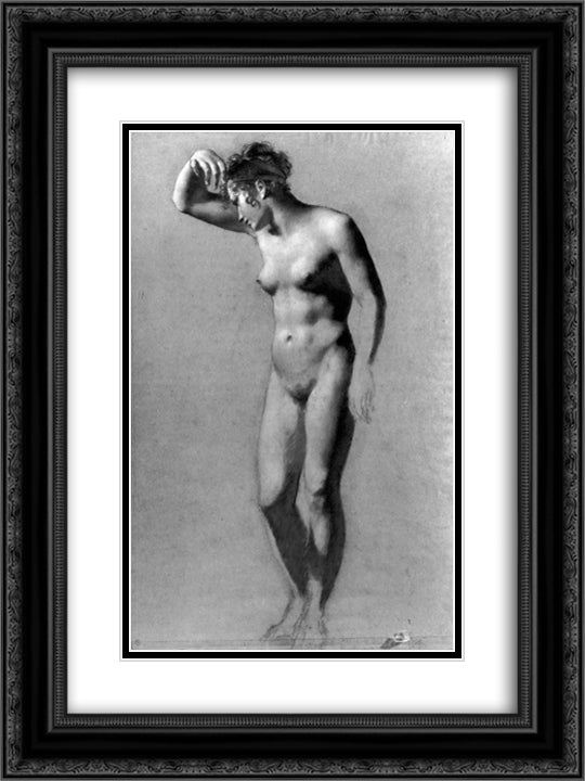 Female Nude 18x24 Black Ornate Wood Framed Art Print Poster with Double Matting by Prud'hon, Pierre Paul