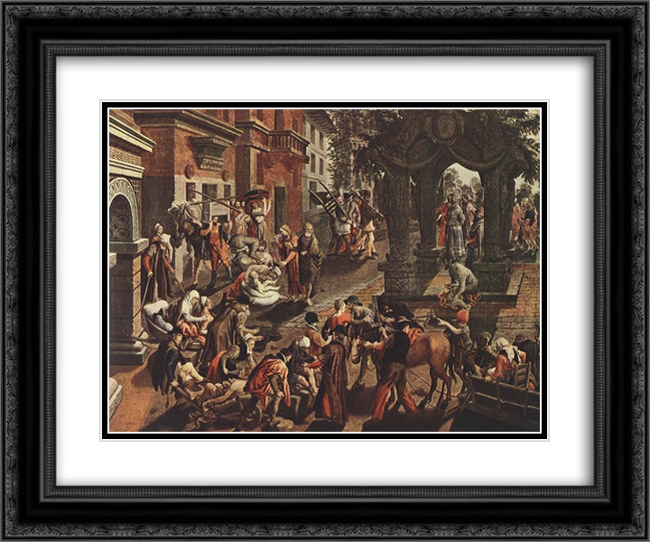 Apostles Peter and John 24x20 Black Ornate Wood Framed Art Print Poster with Double Matting by Aertsen, Pieter